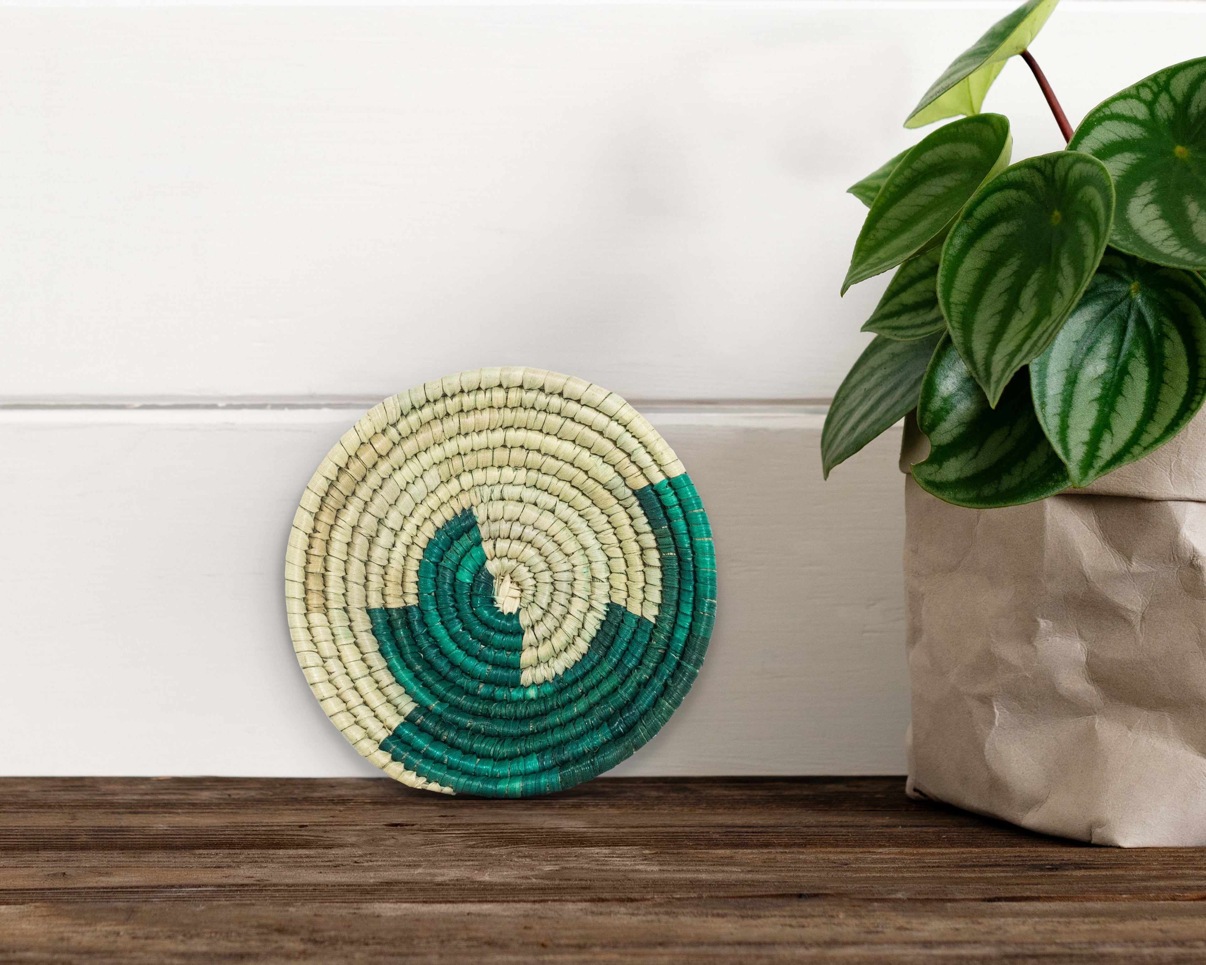Boho Yei Green Miniature Basket Pack of 5 - LBW-1601-5 B