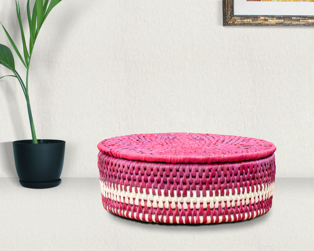 Fuchsia Bloom Lidded Basket