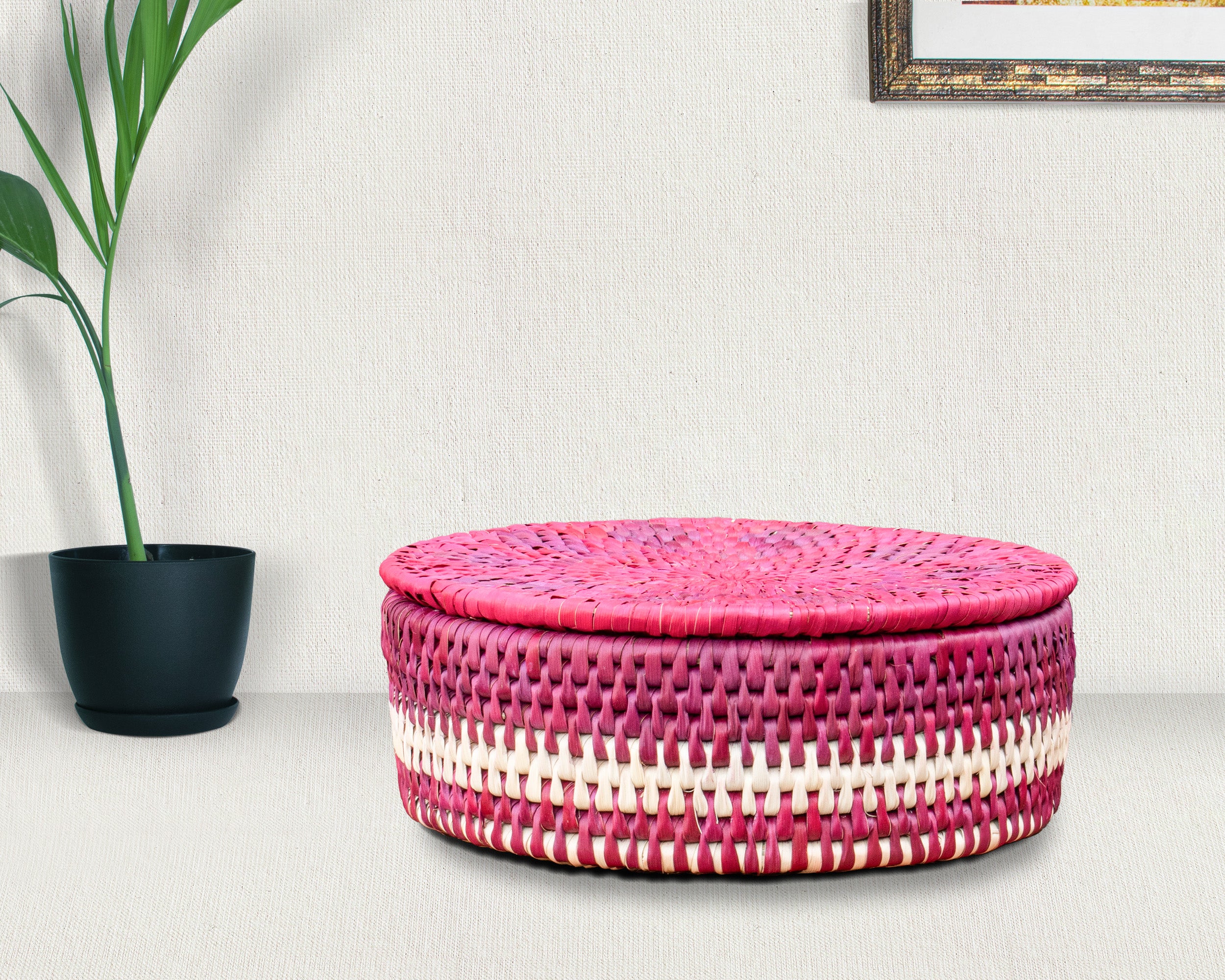 Fuchsia Bloom Lidded Basket