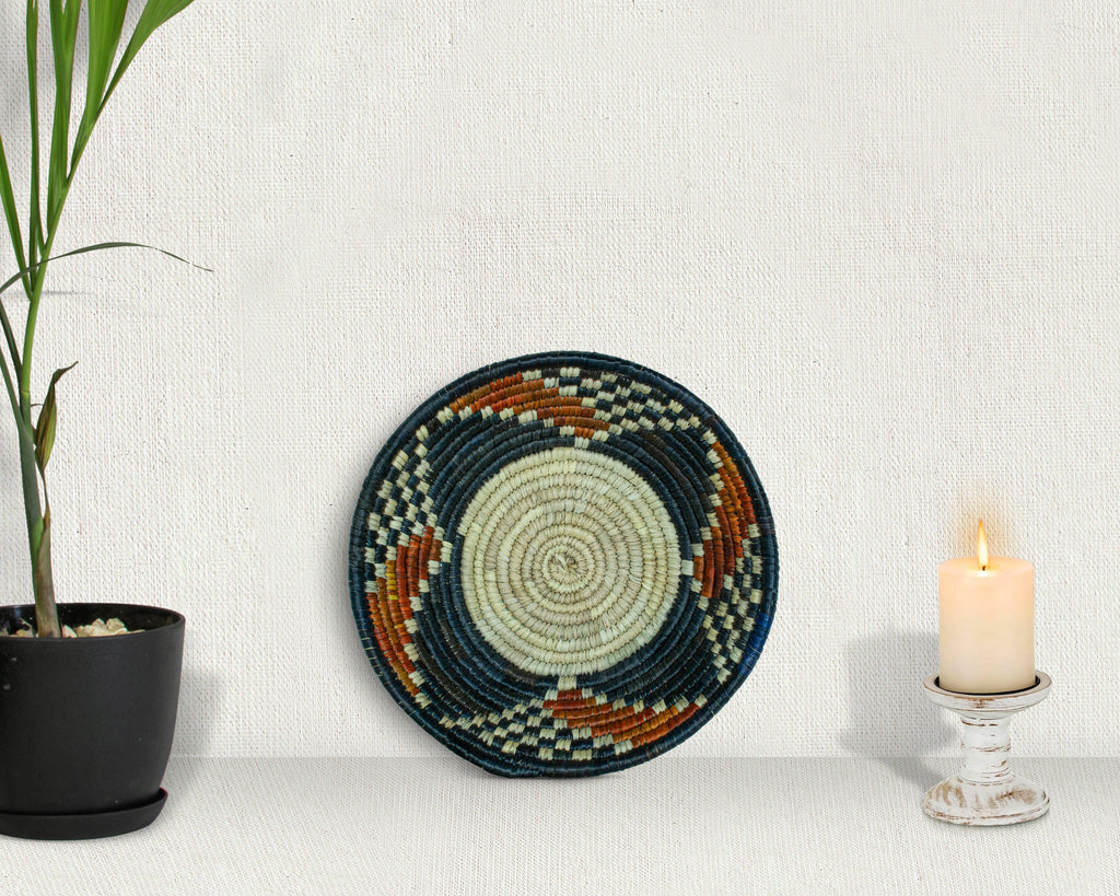 Intricate Desert Black Bowl Basket 8-inch LBW-455-7 B