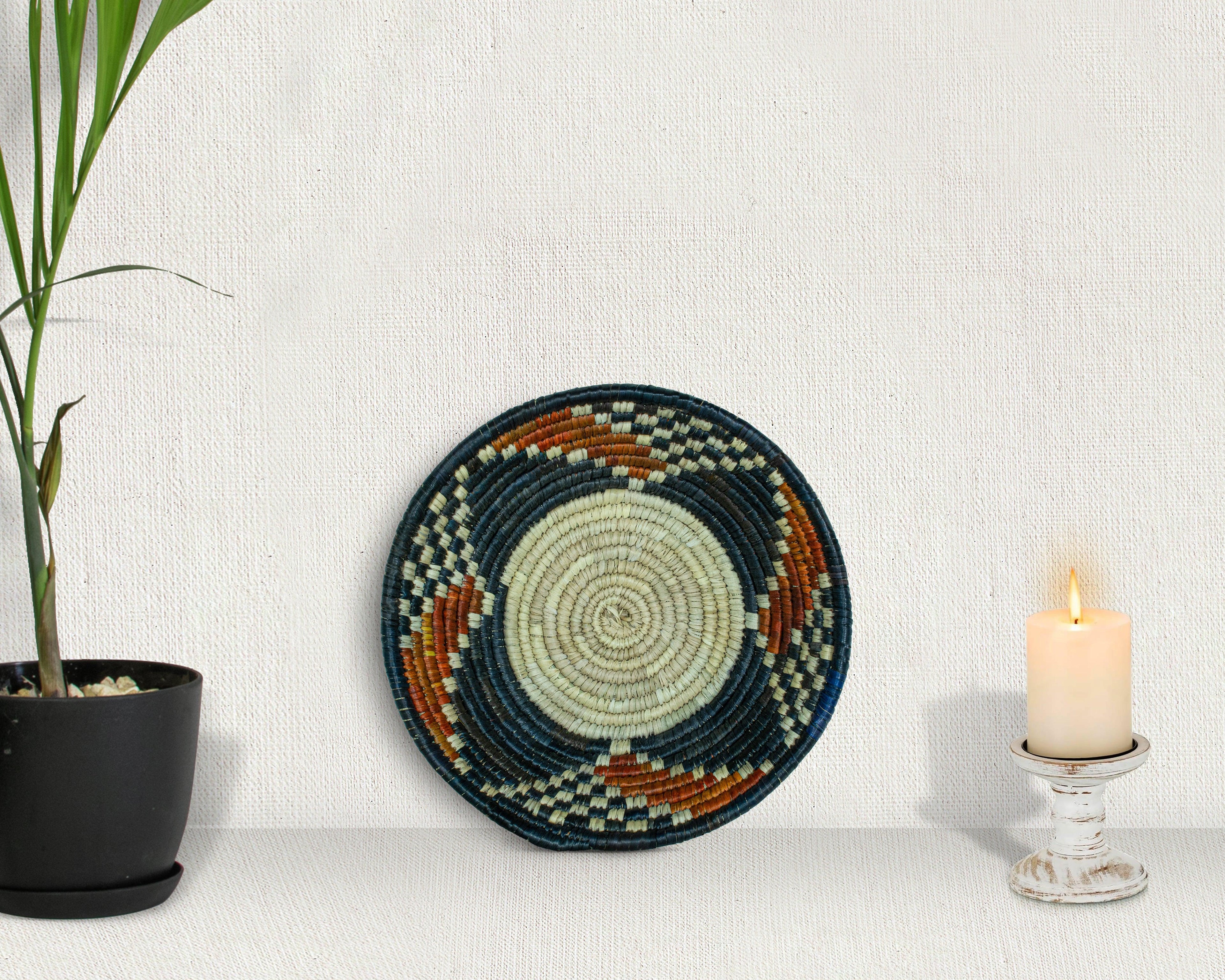 Intricate Desert Black Bowl Basket 8-inch LBW-455-7 B