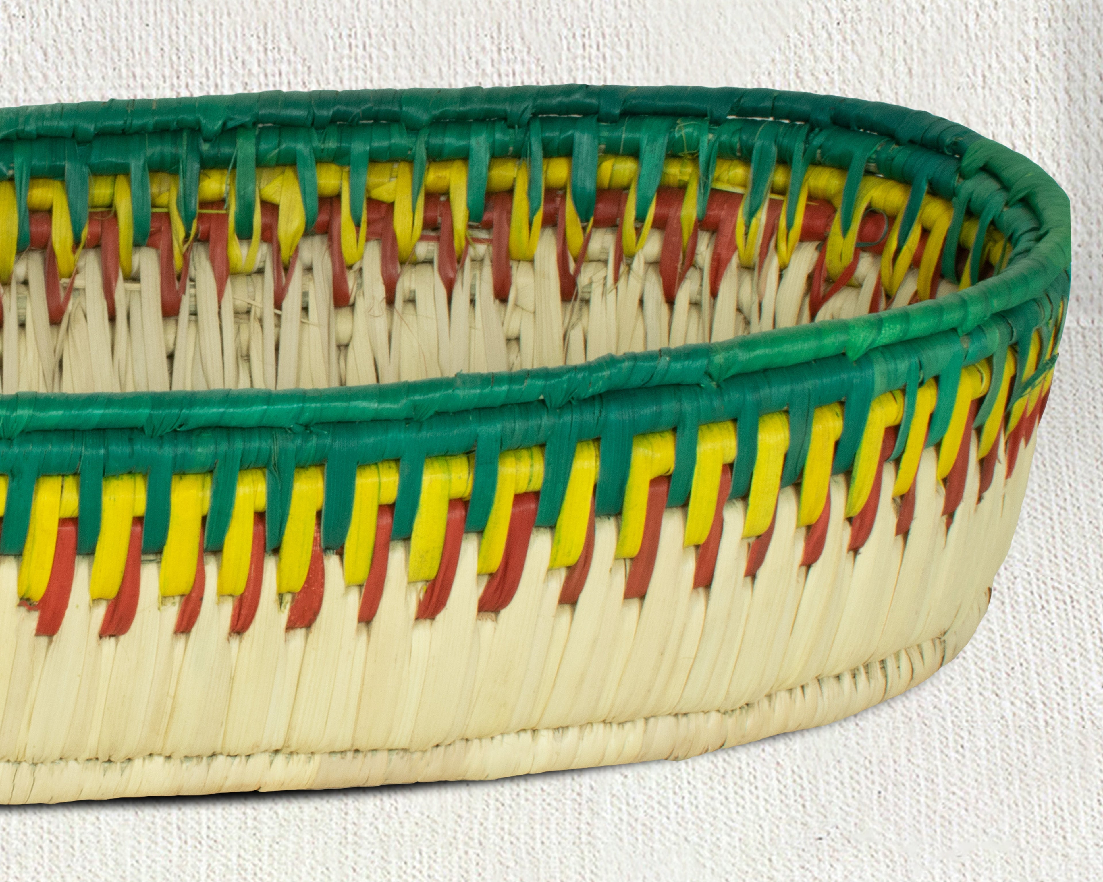 Green & Natural Woven Oval Bread Tray OT-1003-L