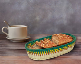 Green & Natural Woven Table Basket