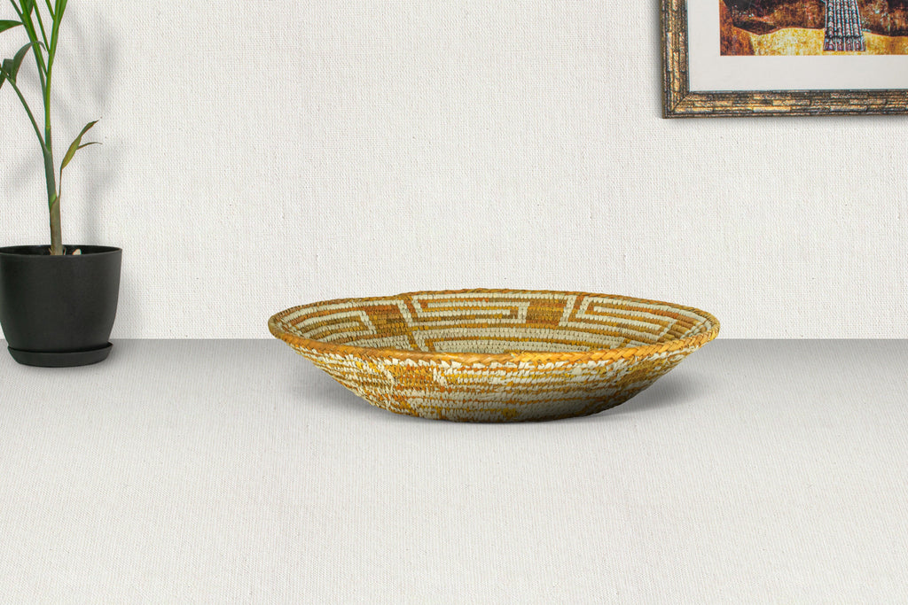 Yellow Obstract Basket 14-inch BSK-045-14