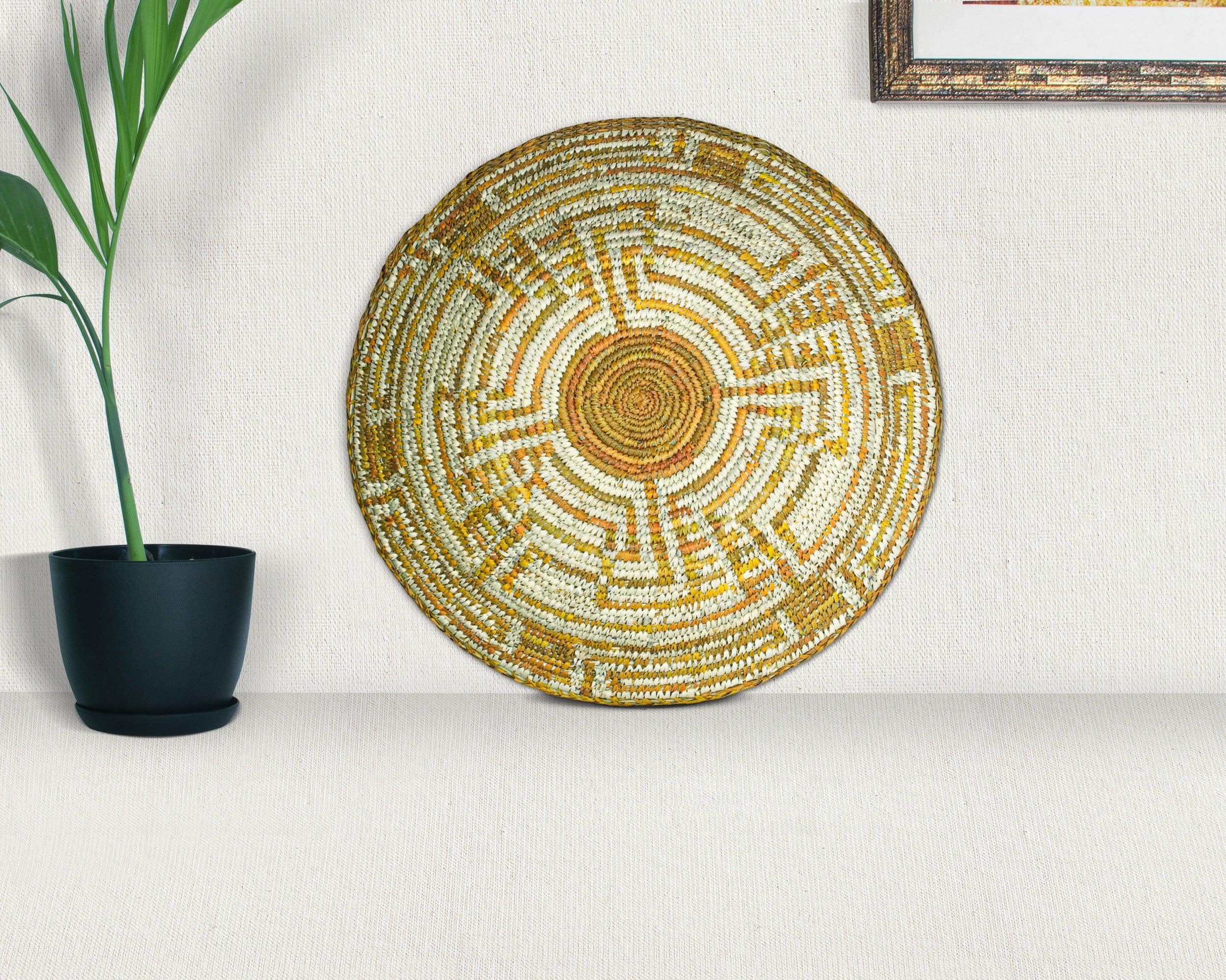 Yellow Obstract Basket 14-inch BSK-045-14