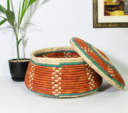 Crimson Dots Southwestern Lid Basket