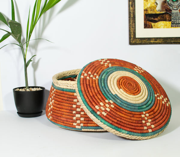 Crimson Dots Southwestern Lid Basket