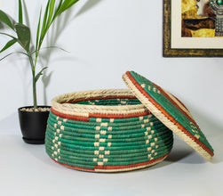 Dotted Green Southwestern Lid Basket