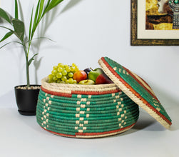 Dotted Green Southwestern Lid Basket