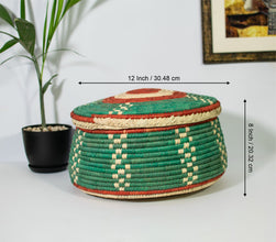 Dotted Green Southwestern Lid Basket