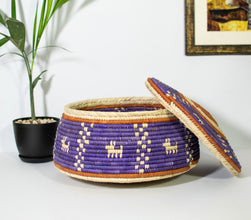 Purple & White Dogs Southwestern Lid Basket