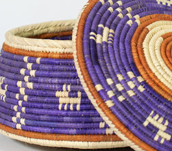 Purple & White Dogs Southwestern Lid Basket