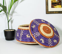 Purple & White Dogs Southwestern Lid Basket