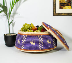 Purple & White Dogs Southwestern Lid Basket