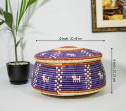 Purple & White Dogs Southwestern Lid Basket