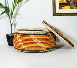 Brown Swirl Southwestern Lid Basket