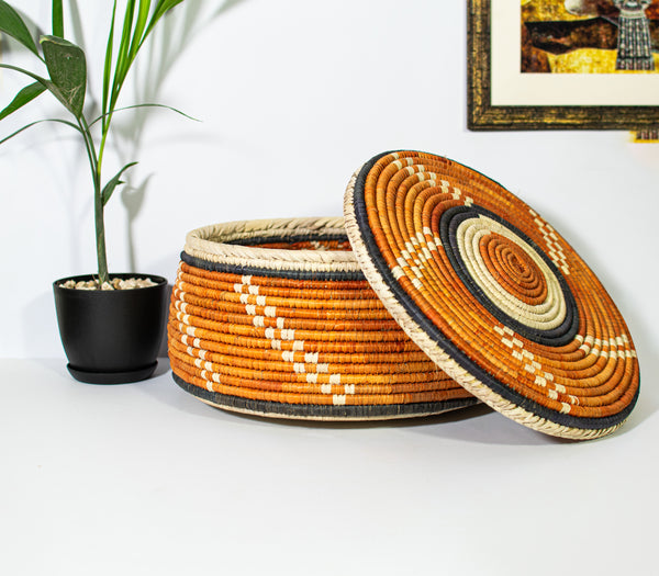 Brown Swirl Southwestern Lid Basket