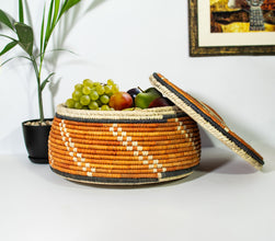 Brown Swirl Southwestern Lid Basket