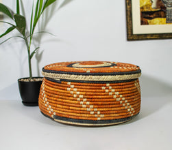 Brown Swirl Southwestern Lid Basket