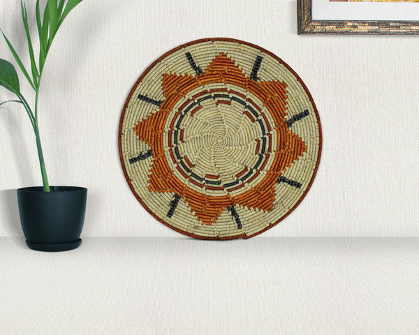 Sun Flower Mat Wall Basket 14-inch