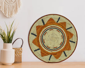 Sun Flower Mat Wall Basket 14-inch