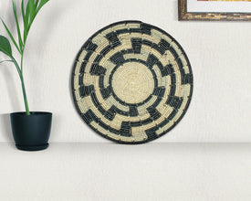 Black Maze Navajo Mat Wall Basket 14-inch