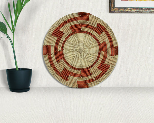 Red Maze Navajo Mat Wall Basket 14-inch