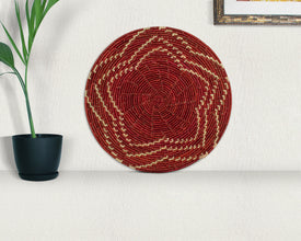 Crimson Star Mat Wall Basket 14-inch