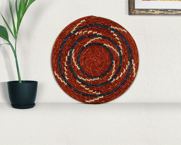 Red Waves Mat Wall Basket 14-inch