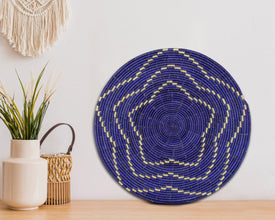 Blue Crimson Star Mat Wall Basket 14-inch