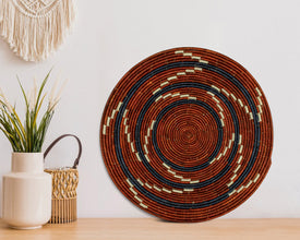 Red Waves Mat Wall Basket 14-inch