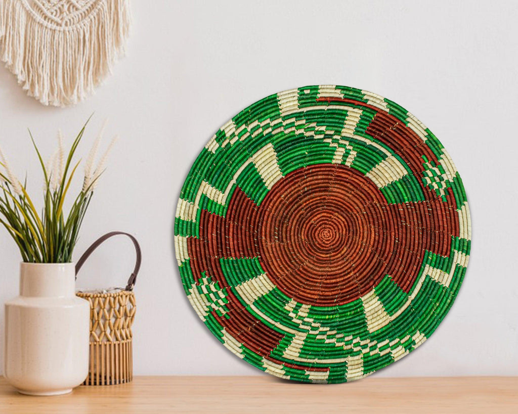 Green Apache Mat Wall Basket 14-inch MT-212-15