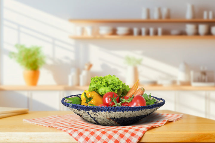 Four Triangle Hand-Woven Basket, 14-inch Diameter and 3-inch Depth