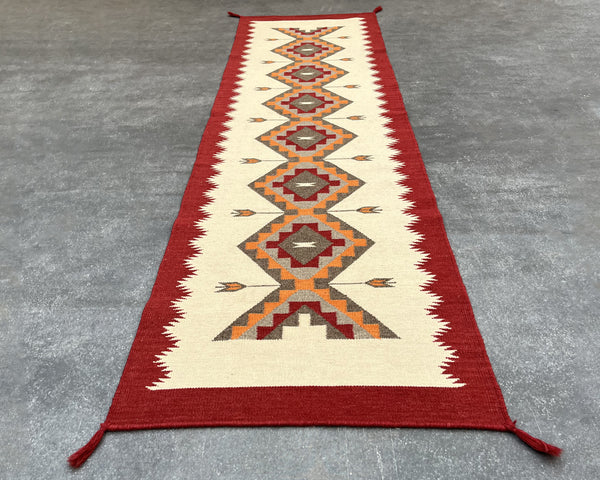 Hopi Arrow Dance Flatweave Runner Rug – 2.5x10 ft