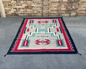 Storm Dancer Large Southwestern-Inspired Wool Dhurrie - 8x10 ft