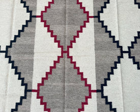 Two Grey Hills Lightning Large Southwestern-Inspired Wool Dhurrie - 8x10 ft