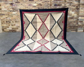 Two Grey Hills Lightning Large Southwestern-Inspired Wool Dhurrie - 8x10 ft