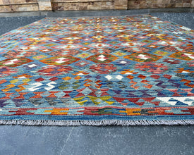 Afghan Maimana Wool Kilim - 12x9 ft