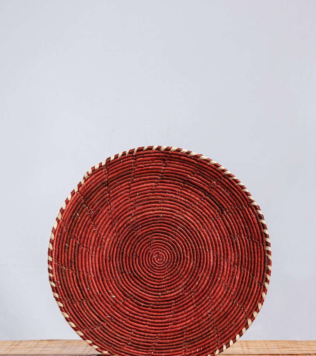 Brown Plain Hand-Woven Plate, 12-inch Diameter and 1.5-inch Depth.