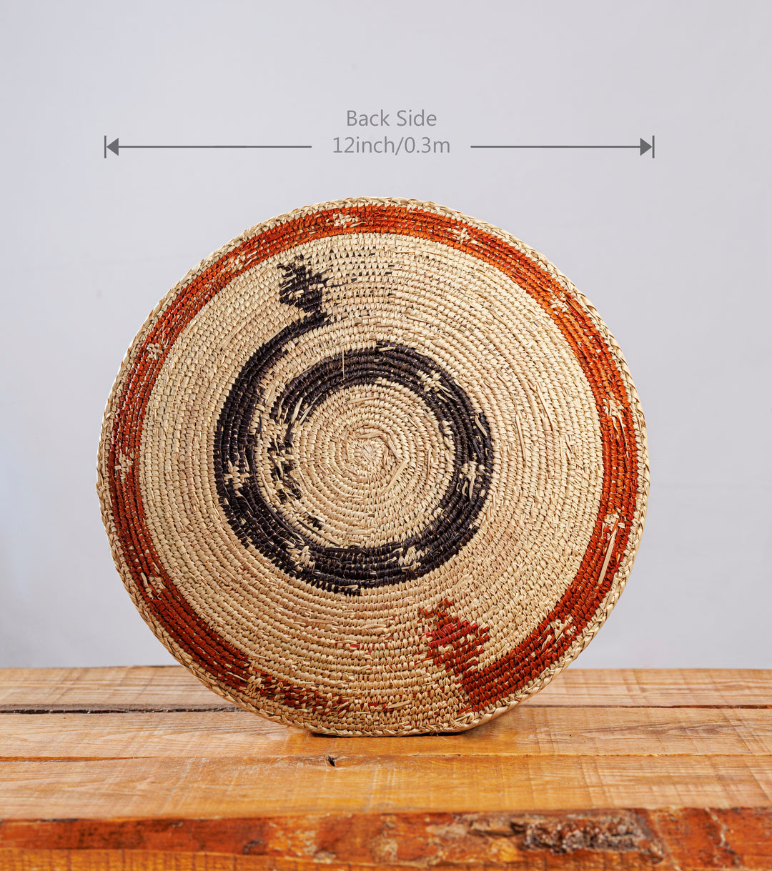 Two Snakes Hand Woven Basket, 12-inch Diameter and 2.5-inch Depth