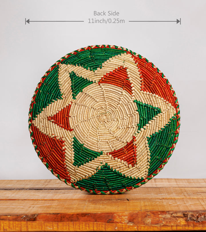 Dessert Green Sunshine Hand-Woven Plate, 11-inch Diameter and 0.1-inch Depth.