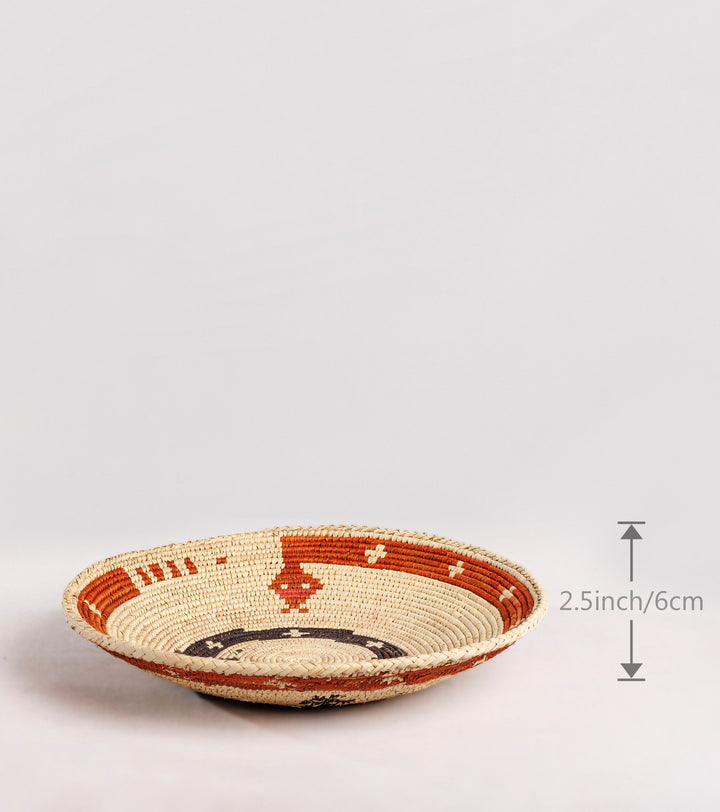 Two Snakes Hand Woven Basket, 12-inch Diameter and 2.5-inch Depth