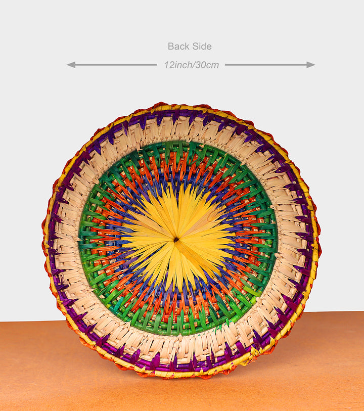 Galaxy Flower Hand-Woven Plate, 12-inch Diameter and 2-inch Depth.