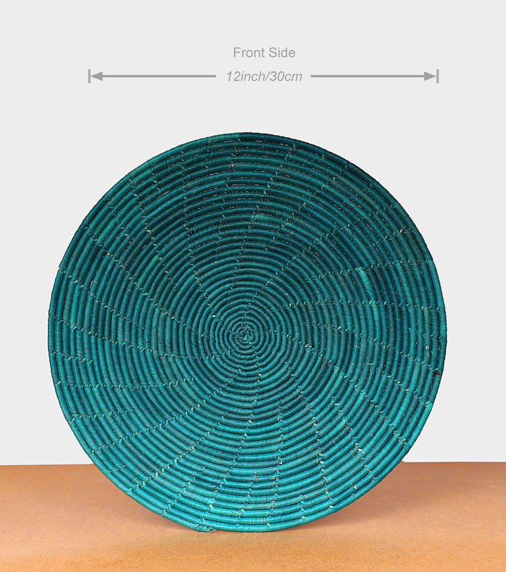 Ferozi Hand-woven Plain Mat, 12-inch Diameter and 2-inch Depth.