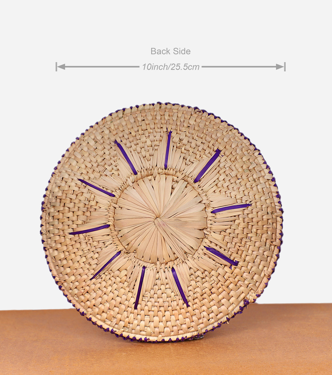 Pure Palm Purple Plate Hand-Woven Plate, 10-inch Diameter and 1.5-inch Depth.