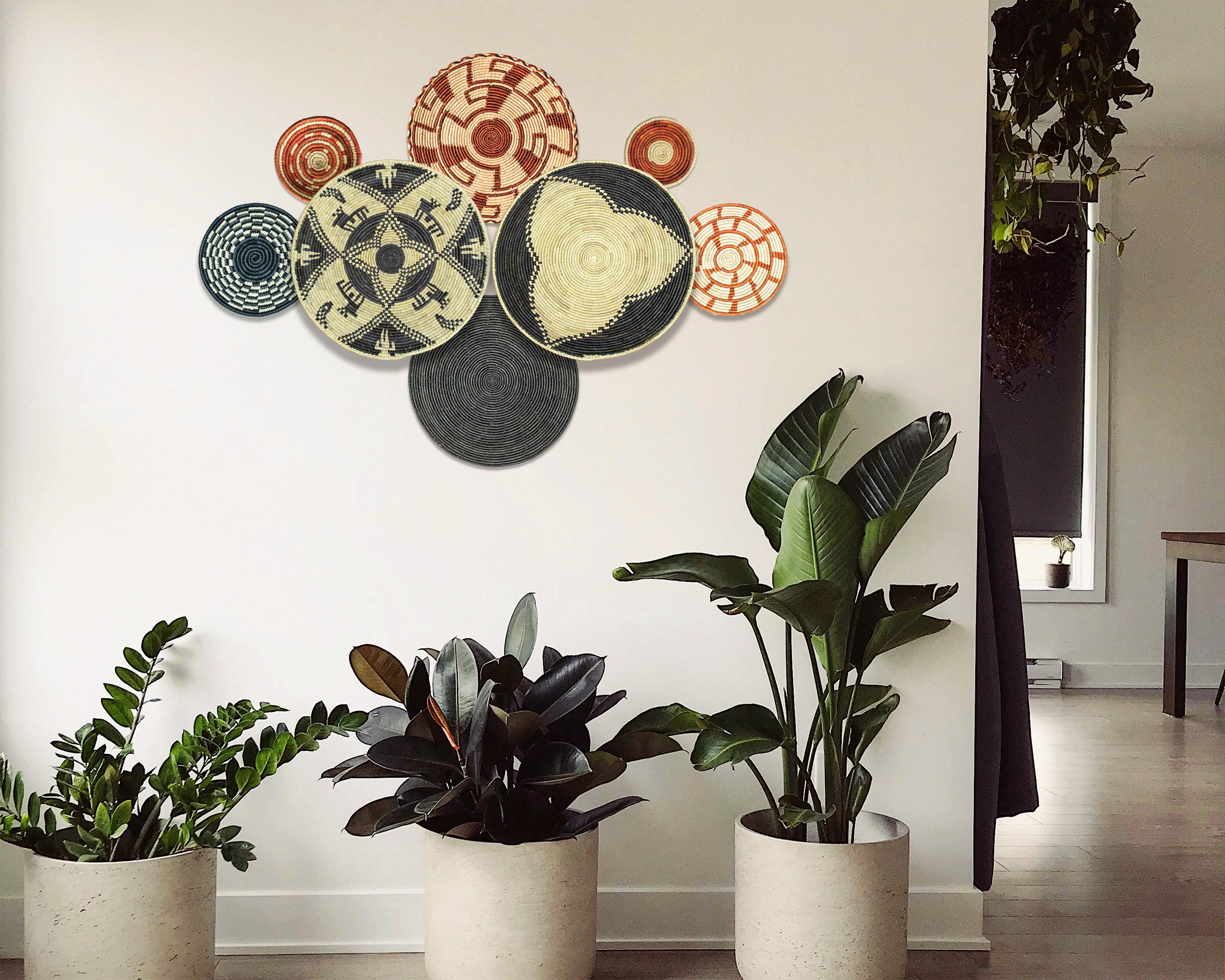 Set of 8 Handwoven wall baskets SET-249-8 N