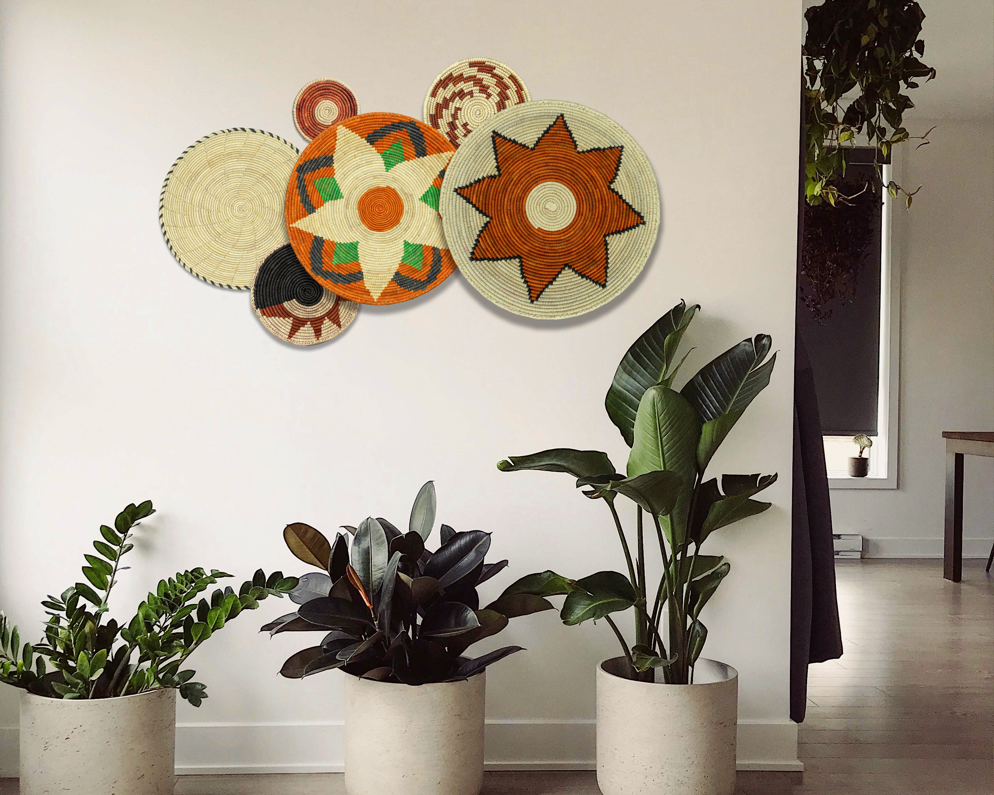 Set of 6 Handwoven wall baskets SET-268-6 N