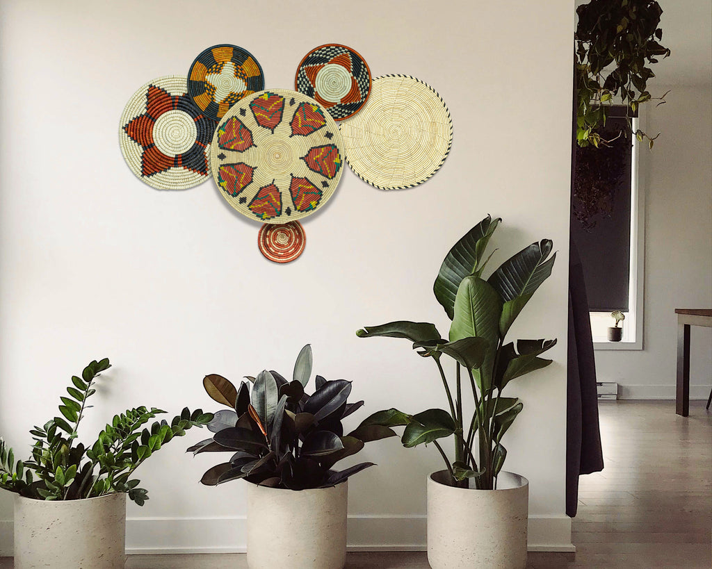 Set of 6 Handwoven wall baskets SET-388-6 N