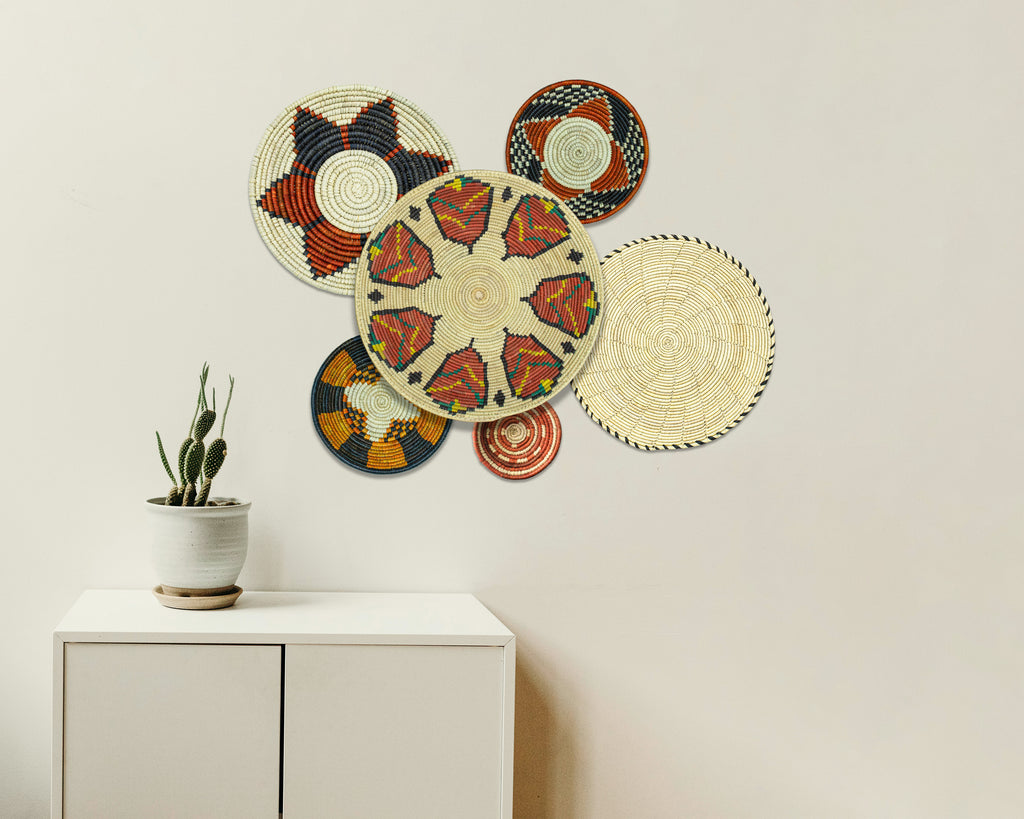 Set of 6 Handwoven wall baskets SET-388-6 N