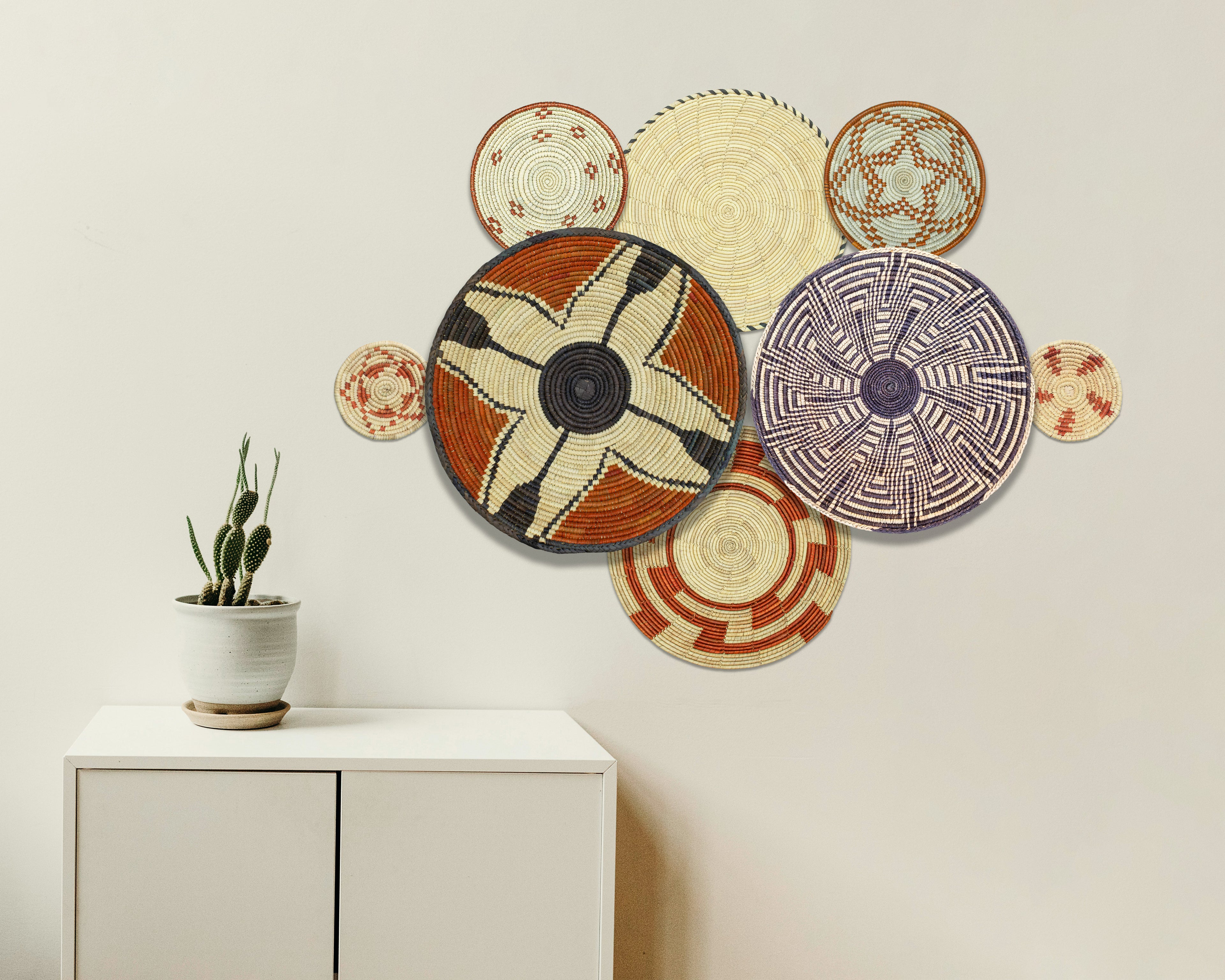 Set of 8 Handwoven wall baskets SET-358-8 N